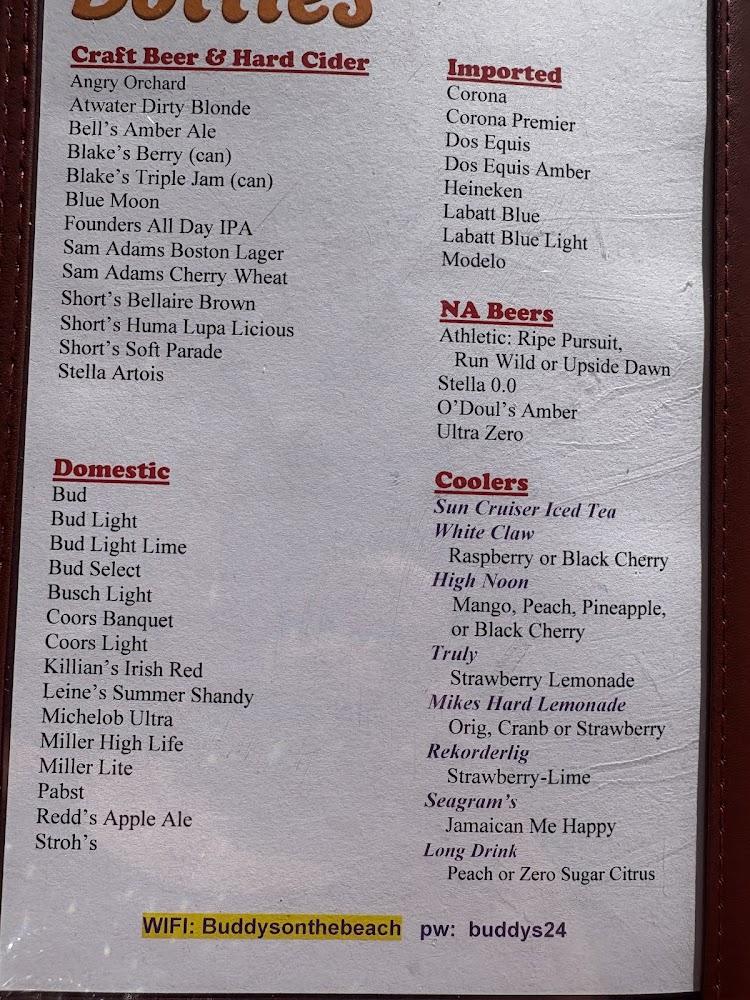 Buddy's on the Beach Menu image 1