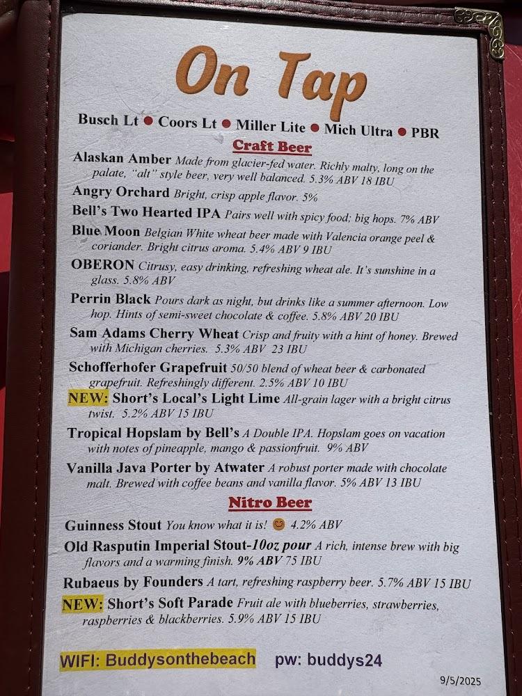 Buddy's on the Beach Menu image 2